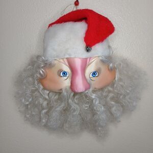 Jan Feenstra Hand Painted Signed Santa Head Hanging Vintage Art 1979 Christmas
